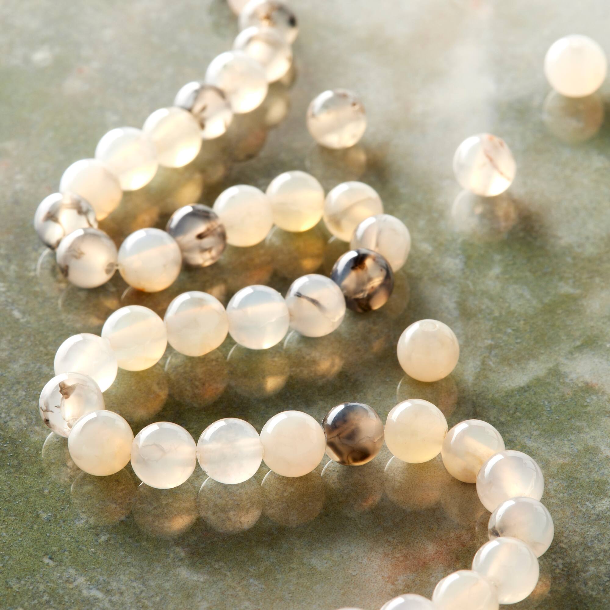 Light Gray Crackle Agate Round Beads, 6mm by Bead Landing™